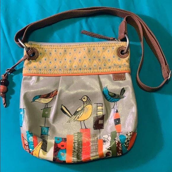 Fossil Handbags - Fossil Key-Per Crossbody bag City Birds boho EUC
